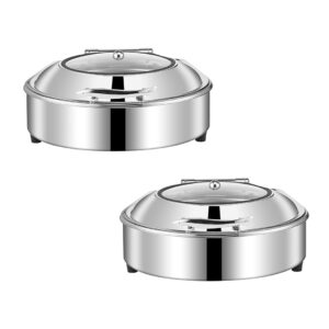 SOGA 2X Stainless Steel Round Chafing Dish Tray Buffet Cater Food Warmer Chafer with Top Lid NZ DEPOT - NZ DEPOT