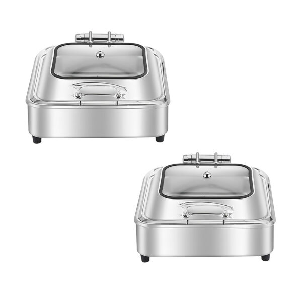 SOGA 2X Stainless Steel Square Chafing Dish Tray Buffet Cater Food Warmer Chafer with Top Lid, Home & Living, Kitchen & Dining, Barware, Spirit Dispensers, ,  - NZ DEPOT 1