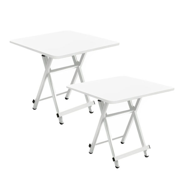 Soga 2X White Dining Table Portable Square Surface Space Saving Folding Desk With Lacquered Legs Home Decor, Furniture, Living Room Furniture, Tables, ,  - Nz Depot 1