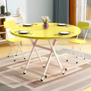 SOGA 2X Yellow Dining Table Portable Round Surface Space Saving Folding Desk Home Decor, Furniture, Living Room Furniture, Tables, , ,  - NZ DEPOT 2