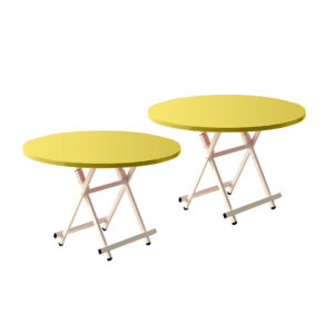 SOGA 2X Yellow Dining Table Portable Round Surface Space Saving Folding Desk Home Decor, Furniture, Living Room Furniture, Tables, , ,  - NZ DEPOT 1