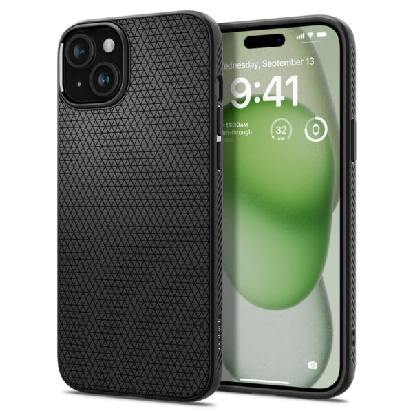 Spigen iPhone 15 Plus (6.7") Liquid Air Case - Matte Black - Slim - Form-fitted - Lightweight - Premium Matt TPU Case - Easy Grip Design - NZ DEPOT