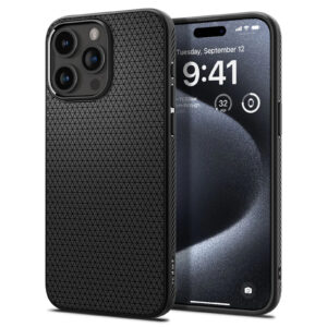 Spigen iPhone 15 Pro 6.1 Liquid Air Case Matte Black Slim Form fitted Lightweight Premium Matt TPU Case Easy Grip Design acs04957 NZDEPOT - NZ DEPOT