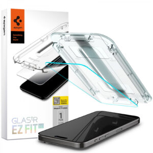 Spigen iPhone 15 Pro (6.1") Premium Tempered Glass Screen Protector - Transparency Sensor Open (1P)