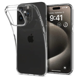 Spigen iPhone 15 Pro Max 6.7 Liquid Crystal Case Crystal Clear ULTRA THIN Premium TPU Super Lightweight Exact Fit Absolutely NO Bulkiness Soft Case NZDEPOT - NZ DEPOT