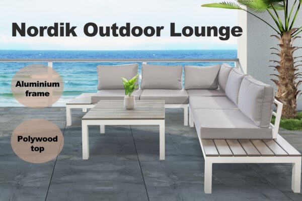 T Nordik Outdoor Lounge White &Amp; Grey