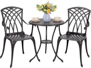 Armchair Bistro Set Black Alu Pr9556 Outdoor Furniture Nz Depot - Nz Depot