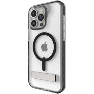 ZAGG iPhone 15 Pro Max (6.7") Santa Cruz Snap with Ring Stand Phone Case - Clear/Black - Magsafe Compatible - NZ DEPOT