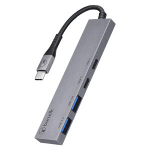 Bonelk Long Life USB C 4 in 1 Multiport Slim Hub Grey NZDEPOT - NZ DEPOT