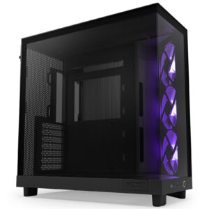 NZXT H6 Flow RGB Black ATX MidTower Gaming Case Tempered Glass Dual Chamber Front 3x120mm RGB PWM Fans Pre Installed NZDEPOT - NZ DEPOT