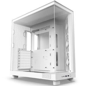 NZXT H6 Flow White ATX MidTower Gaming Case Tempered Glass Dual Chamber Front 3x120mm PWM Fans Pre Installed NZDEPOT - NZ DEPOT
