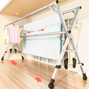 SOGA 1.6m Portable Standing Clothes Drying Rack Foldable Space-Saving Laundry Holder with Wheels, Home & Living, Laundry, Drying Racks, , ,  - NZ DEPOT 2