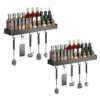 SOGA 2X 30cm Black Wall-Mounted Rectangular Kitchen Spice Storage Organiser Space Saving Condiments Shelf Rack with Hooks, Kitchen & Dining>Kitchen Storage>Kitchen Organisation>Spice Organisers, , , , ,  - NZ DEPOT 1
