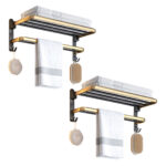 SOGA 2X 62cm Wall-Mounted Double Pole Towel Holder Bathroom Organiser Rail Hanger with Hooks, Home>Bathroom>Bathroom Accessories>Bathroom Storage, , , , ,  - NZ DEPOT 1
