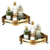 SOGA 2X Gold Wall-Mounted Triangular Bathroom Storage Corner Vanity Organiser Space Saving Adhesive Shelf Rack with Hooks, Home>Bathroom>Bathroom Accessories>Bathroom Storage, , , , ,  - NZ DEPOT 1