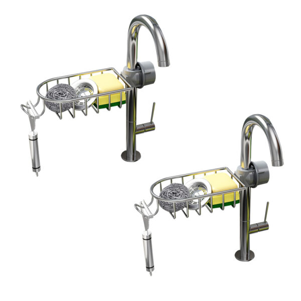 SOGA 2X Silver Single Kitchen Sink Organiser Faucet Soap Sponge Caddy Rack Storage Drainer, Home>Bathroom>Bathroom Accessories>Bathroom Storage, , , , ,  - NZ DEPOT 1