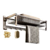 SOGA 61cm Gray Wall-Mounted Double Pole Towel Holder Bathroom Organiser Rail Hanger with Hooks, Home>Bathroom>Bathroom Accessories>Bathroom Storage, , , , ,  - NZ DEPOT 1