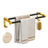 SOGA 61cm Wall-Mounted Double Pole Towel Holder Bathroom Organiser Rail Hanger with Hooks, Home>Bathroom>Bathroom Accessories>Bathroom Storage, , , , ,  - NZ DEPOT 1