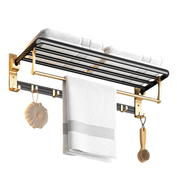 SOGA 63cm Wall-Mounted Double Pole Towel Holder Bathroom Organiser Rail Hanger with Hooks, Home>Bathroom>Bathroom Accessories>Bathroom Storage, , , , ,  - NZ DEPOT 1