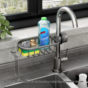 SOGA Dark Grey Single Kitchen Sink Organiser Faucet Soap Sponge Caddy Rack Storage Drainer, Home, Bathroom, Bathroom Accessories, Bathroom Storage, ,  - NZ DEPOT 2