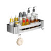 SOGA Silver Wall-Mounted Rectangular Bathroom Storage Organiser Space Saving Adhesive Shelf Rack with Hooks, Home>Bathroom>Bathroom Accessories>Bathroom Storage, , , , ,  - NZ DEPOT 1