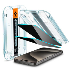 Spigen iPhone 15 Pro Max (6.7") Premium Privacy Tempered Glass Screen Protector 1P - Anti-Spy