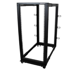 StarTech 4POSTRACK25U 25U Open Frame Server Rack - 4 Post Adjustable Depth (56 to 102cm) Network Equipment Rack w/ Casters/ Levelers/ Cable Management - NZ DEPOT