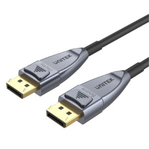 Unitek C1615GY 5M Ultrapro DisplayPort 1.4 Active Optical Cable. Supports Up to 8K 60Hz & 4K 120Hz. Long Distance A/V Lossless Transmission. 32.4Gbps Bandwidth. Space Grey + Black Colour. - NZ DEPOT