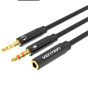Vention 2 3.5mm Male to 4 Pole 3.5mm Female Audio Cable 0.3M Black ABS Type NZDEPOT - NZ DEPOT