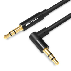 Vention 3.5mm Male to 90 Male Audio Cable 1.5M Black Metal Type - NZ DEPOT