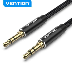 Vention Cotton Braided 3.5mm Male to Male Audio Cable 2M Black Aluminum Alloy Type - NZ DEPOT