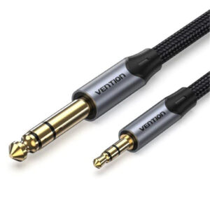 Vention Cotton Braided 3.5mm TRS Male to 6.35mm Male Audio Cable 2M Gray Aluminum Alloy Type - NZ DEPOT
