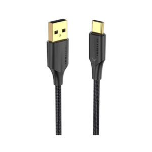 Vention Nylon Braided USB 2.0 A Male to C Male 3A Cable 1M Black LED Type - NZ DEPOT