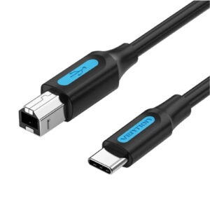 Vention USB 2.0 C Male to B Male 2A Cable 2M Black NZDEPOT - NZ DEPOT