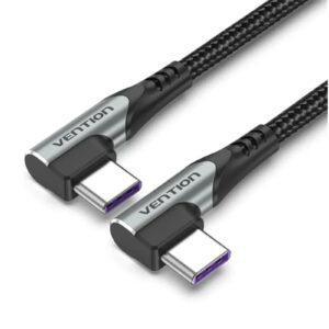 Vention USB 2.0 C Male to C Male Dual Right Angle 5A Cable 1M Gray Aluminum Alloy Type NZDEPOT - NZ DEPOT