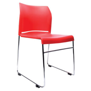 BURO ENVY STACKING CHAIR RED CHROME - NZ DEPOT
