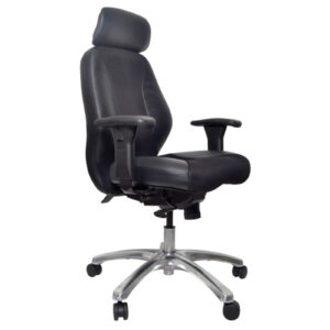 BURO Everest Executive Chair - Leather & Mesh - Black - Adjustable Seat Height - Synchronised Seat and Backrest Angle with Locking Adjustments - Height & Width Adjustable Arms - Height Adjustable Headrest - NZ DEPOT