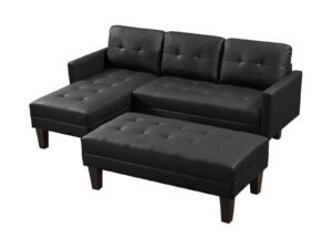 Breamar Sectional Sofa Set Pu Black Pr12056 Sofas Sectionals Sofa Beds Nz Depot - Nz Depot