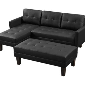 Breamar Sectional Sofa Set PU Black