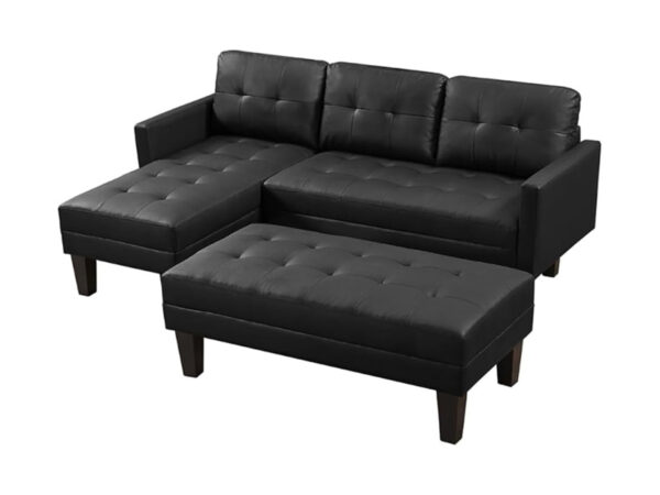 Breamar Sectional Sofa Set Pu Black