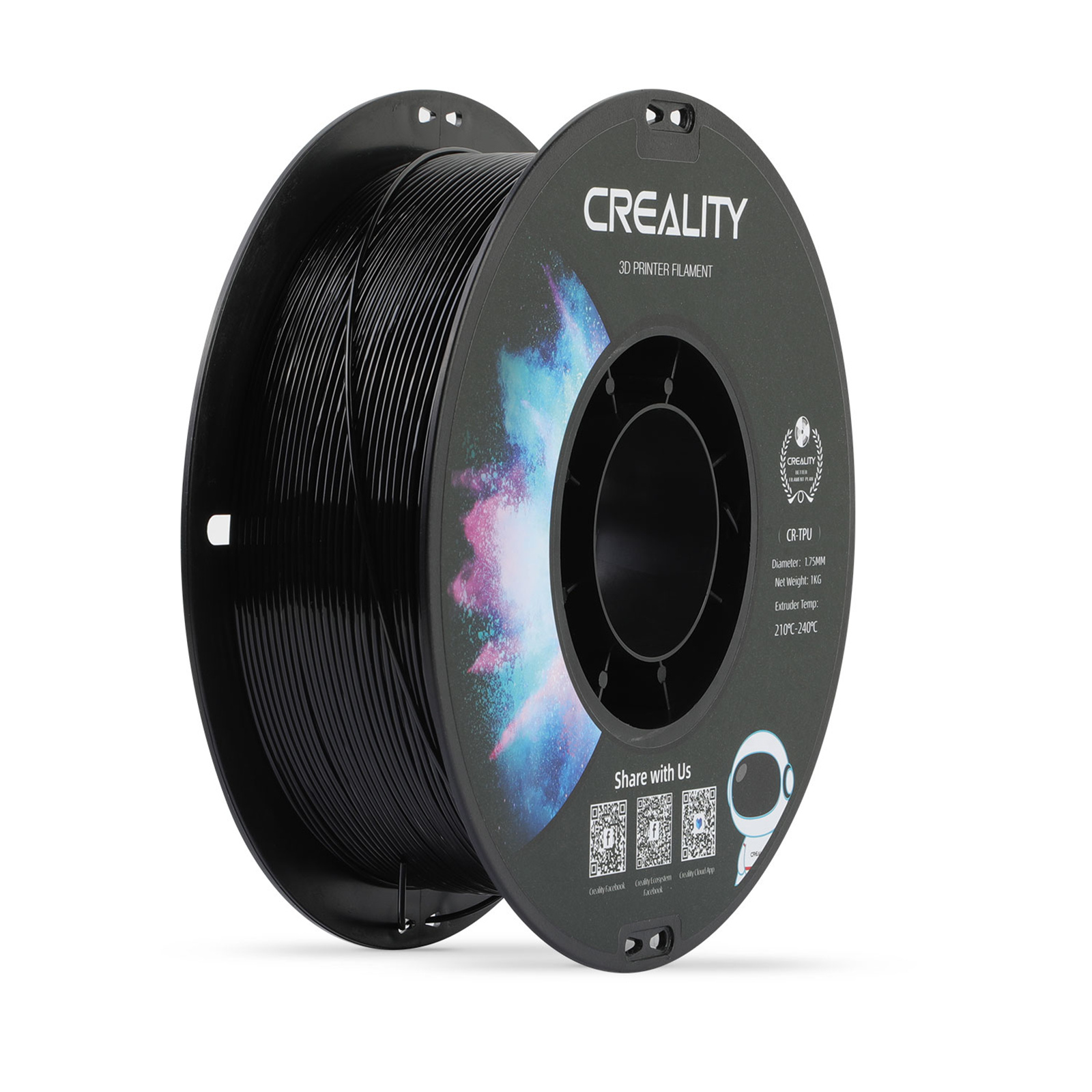 Creality CR-TPU Filament Black, 1KG Roll, 1.75mm Compatible With 99% ...