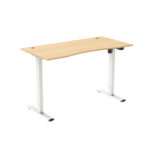 FlexiSpot E2 Essential Standing Desk - 1400x700mm - Bamboo Curved Desktop/White Frame - Single Motor - Height Adjustable Range 710-1210mm - Weight Capacity 70kg