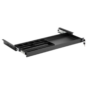 KONIC Ultra Slim Under Desk Drawer - Black - Dimensions 740x250~449x50.8mm - Applicable to 1m x 0.7m or above standing desk. - NZ DEPOT