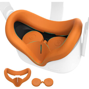 Kiwi Design For META Oculus Quest 2 Silicone Face Cover Pad Orange Colour with Lens Protector