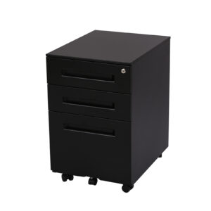 Loctek CB1301 Office Metal Filing Cabinet - 3 Drawers - Mobile Storage Unit - Lockable - Black - Dimensions: 390x500x600mm For Office