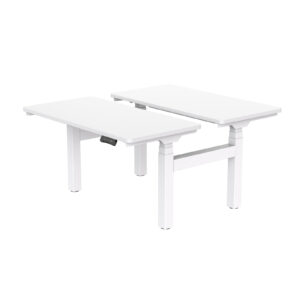 Loctek ET223H Ergonomic Double Sided Shared Office Desk - 1200x600mm x2 White Tabletop & Frame - Loading 125KG - Dual Motors - NZ DEPOT