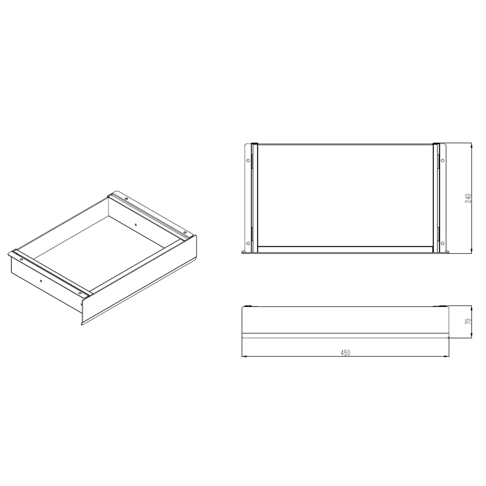 Loctek SS007L White Slim Under Desk Drawer Size 45x24x7cm Fits For