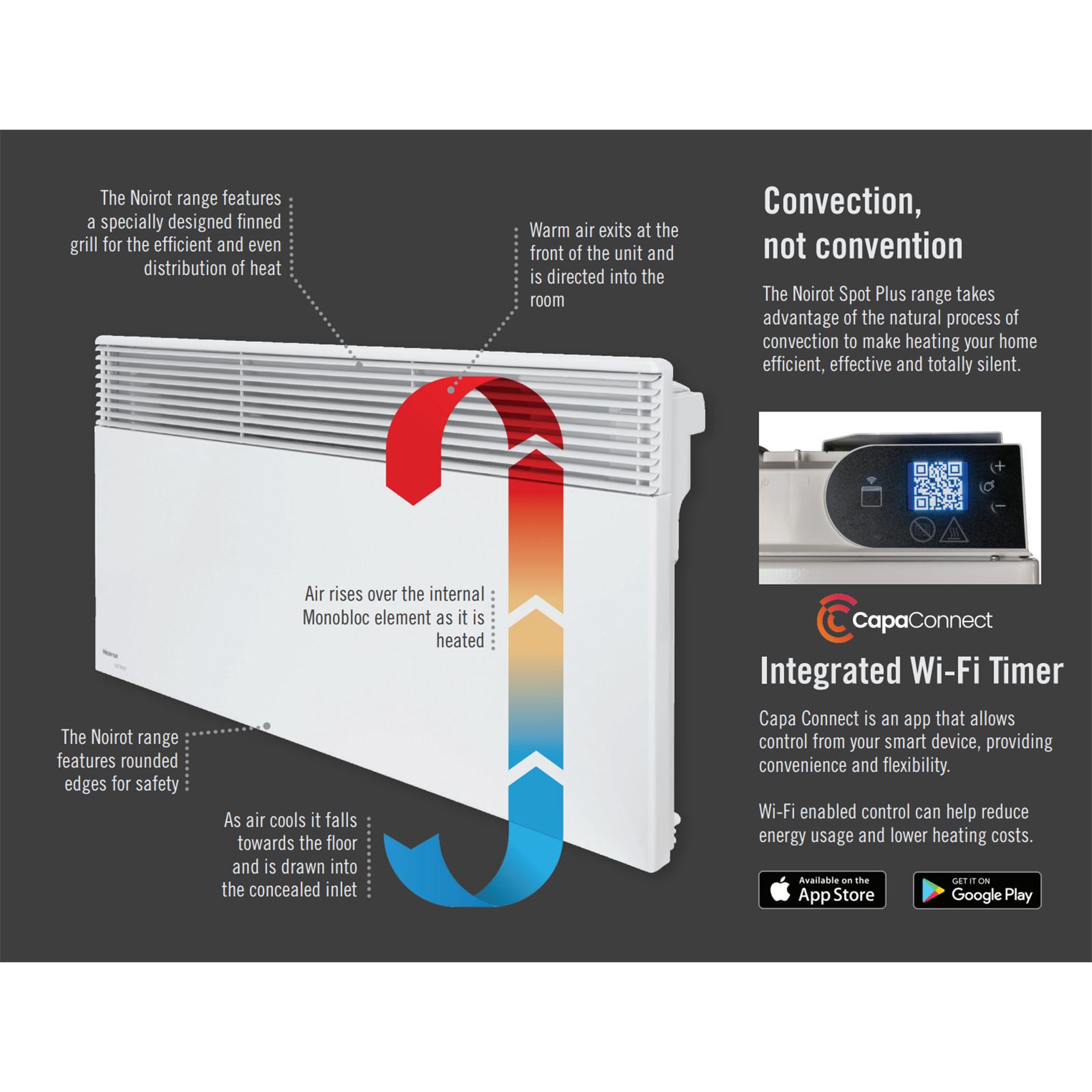 Noirot Spot Plus WiFi 1500W Smart Electric Heater APP Control LED