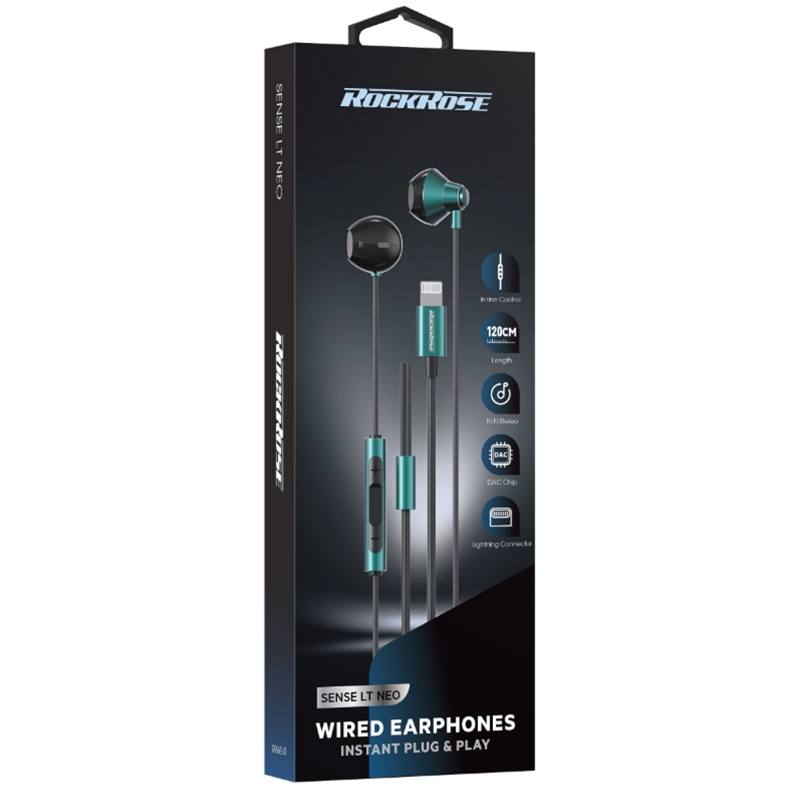 RockRose Sense LT Neo Lightning InEar Headphones with DAC Black & Blue