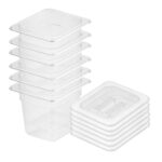SOGA 150mm Clear Gastronorm GN Pan 1/6 Food Tray Storage Bundle of 6 with Lid, Home & Living>Kitchen & Dining>Bakeware>Baking Trays, , , , ,  - NZ DEPOT 1